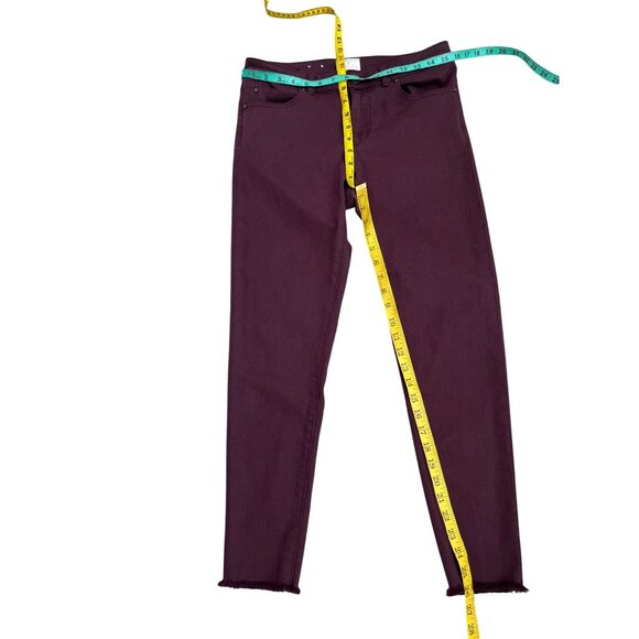 Caslon Burgundy Wine Skinny Jeans Size 29 Ankle Raw Hem Stretch Denim - Picture 8 of 12